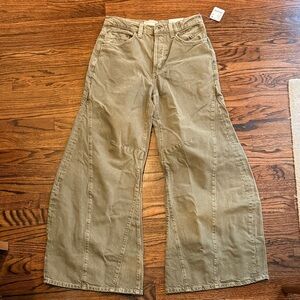 Free People Tan Wide Leg Jeans